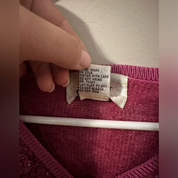 Jenny Vintage Cardigan M Womens Pink Knit Cottagecore Sweater Y2K Grandma VTG - Picture 6 of 10